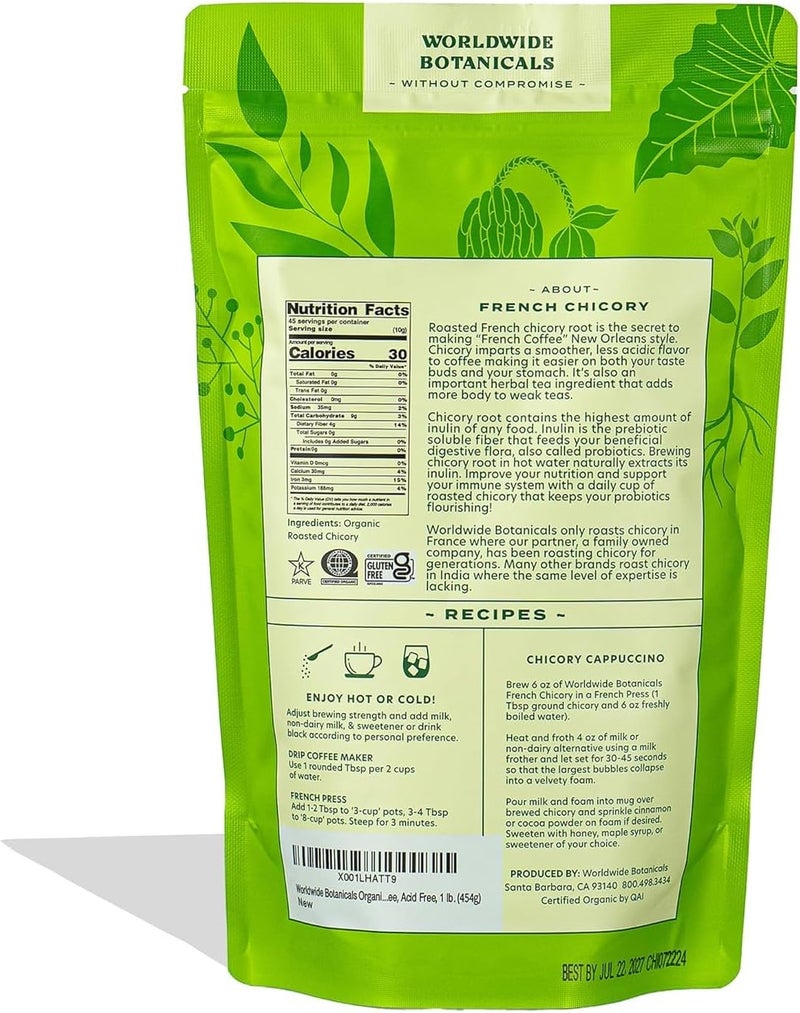 Worldwide Botanicals Premium French Chicory Root, 1 Pound - Caffeine Free Coffee Alternative, Pack of 2 - Image 2